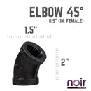 1/2 in. Prefinished Matte Black 45-Degree Elbow by PIPE DECOR