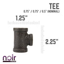 3/4 in. x 3/4 in. x 1/2 in. Prefinished Matte Black Reducing Tee by PIPE DECOR