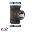 3/4 in. x 3/4 in. x 1/2 in. Prefinished Matte Black Reducing Tee