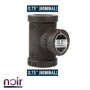 3/4 in. x 3/4 in. x 1/2 in. Prefinished Matte Black Reducing Tee by PIPE DECOR