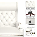 330LBS Executive Office Chair with Footstool, Ergonomic Design High Back Reclining Comfortable Desk Chair - White