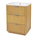 Bathroom Vanity With Sink, Open Shelf & Closed Storage - Natural Wood by HouseOfZazla