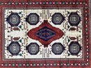 Hand-Knotted Afghani Kazak Wool Rug - 4'8" x 7'2"