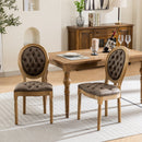 French Style Solid Wood Frame Antique Painting, Hand-Pulled Buckle Decoration Artificial Dining Chair With Nailhead Trim, Wood Legs by HouseOfZazla