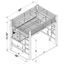 Ranier - Full Workstation Loft Bed, Full Length Desk, Safety Rails And Storage Shelves - Black