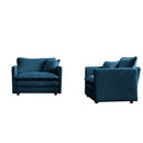 Accent Chair Set of 2, Blue Chenille Upholstered Armchairs by HouseOfZazla