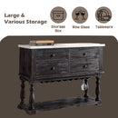 Gerardo - Server - White Marble Top & Weathered Espresso