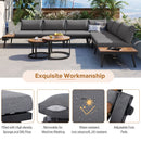 6-Piece Outdoor Sectional Sofa Set with Round Nesting Coffee Tables and Seating Sofa with Cushions for Patio, Porch and Garden (Grey)