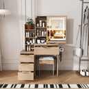 Modern Vanity Desk With 3 LED Lighting Modes, 4 Drawers by HouseOfZazla