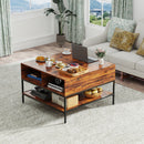 Rustic Flip Top Coffee Table With Hidden Storage - Black / Brown by HouseOfZazla