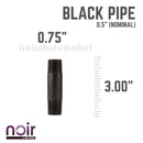 1/2 in. x 3 in. Prefinished Matte Black Pipe by PIPE DECOR