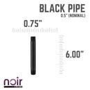 1/2 in. x 6 in. Prefinished Matte Black Pipe by PIPE DECOR