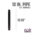 1/2 in. x 10 in. Prefinished Matte Black Pipe by PIPE DECOR