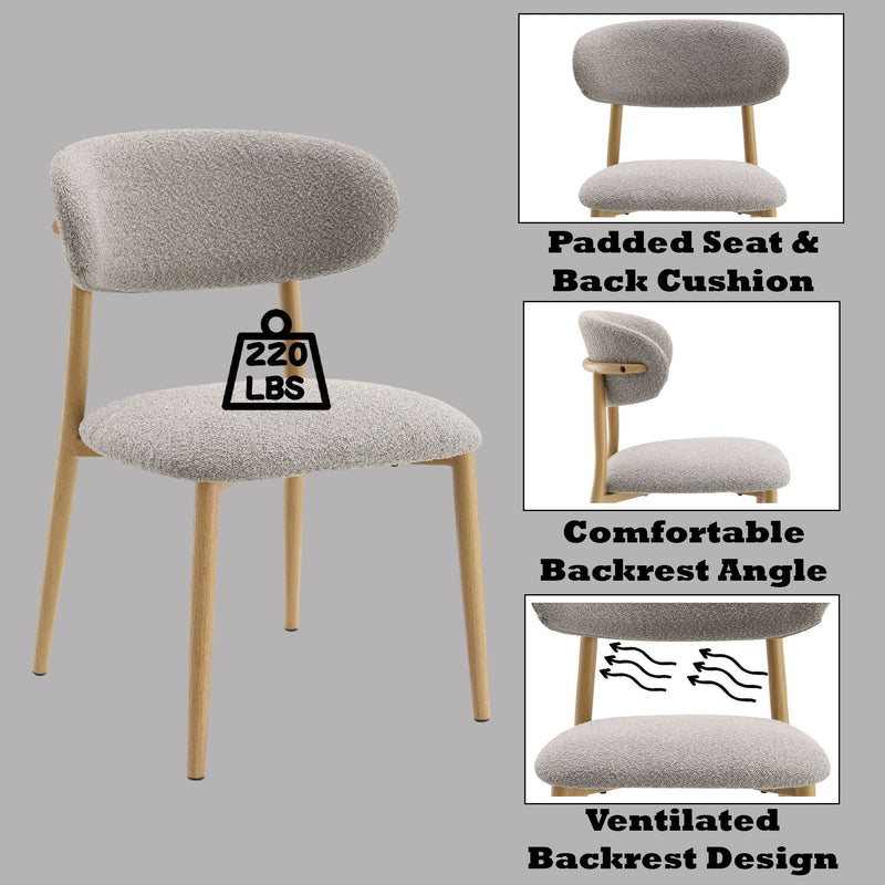 Kacey - Boucle Side Chair (Set of 2) - Gray, photo 2 of 6