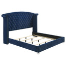 Melody Upholstered Eastern King Wingback Bed Pacific Blue