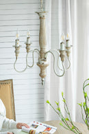 4 - Light Wood Chandelier, Hanging Light Fixture with Adjustable Chain for Kitchen Dining Room Foyer Entryway, Bulb Not Included