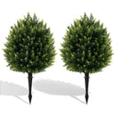 24 Inches Artificial Cypress Topiary Ball Tree Set with Ground Spike-Green by LJGDeals
