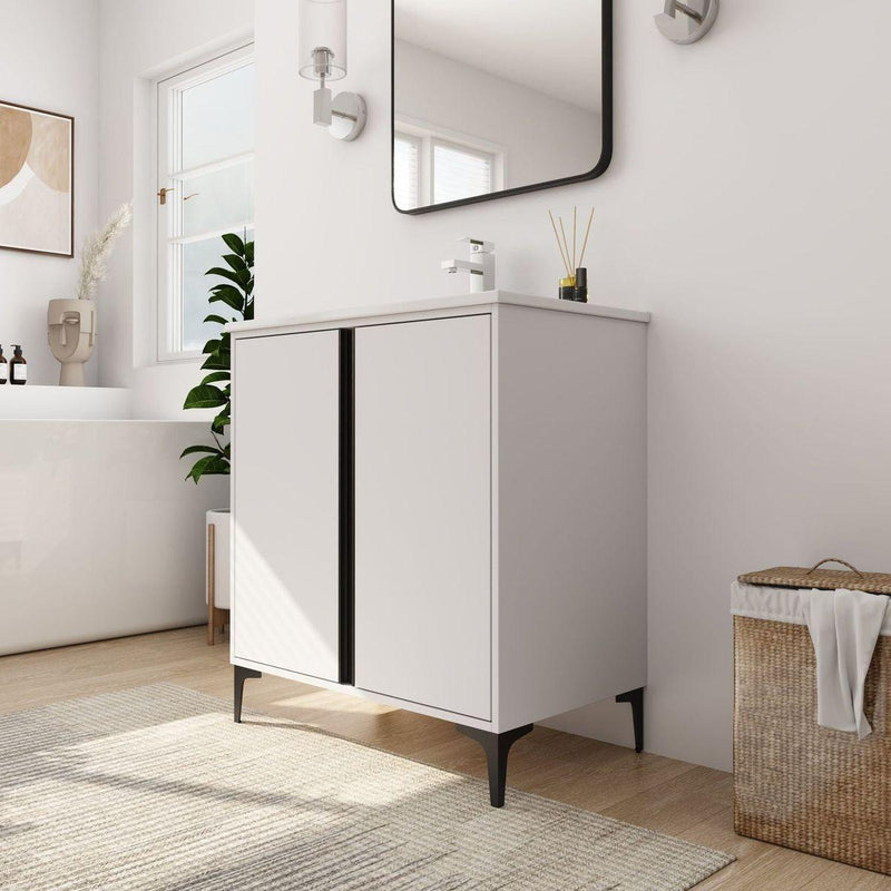 30" Freestanding Bathroom Vanity With Ceramic Sink-BVB06730WH-