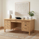 Vermes 66-inch 7-drawer Computer Desk with Power Outlet Light Ash