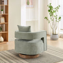 Swivel Accent Open Back Barrel Chair With Weathered Base by Unique Piece Furniture