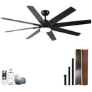 Large Ceiling Fans With Lights And Remote, Indoor / Outdoor Modern Ceiling Fan For Kitchen Living Room Patio, 6 Speed Reversible Quiet DC Motor, Dual Finish 8 Blades - Black by HouseOfZazla