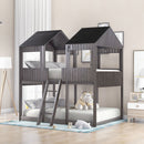 Bunk Bed With Roof, Window, Guardrail, Ladder by Unique Piece Furniture