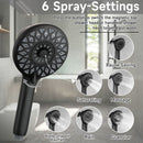 High Pressure Shower Heads 6 Spray Mode Handheld Shower With 60" Stainless Steel Hose - Matte Black by HouseOfZazla