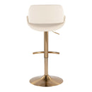 Fabrico - Contemporary Adjustable Barstool With Swivel With Rounded T Footrest (Set of 2) - Gold / Cream