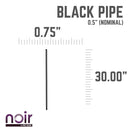 1/2 in. x 30 in. Prefinished Matte Black Pipe by PIPE DECOR
