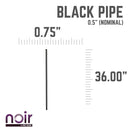1/2 in. x 36 in. Prefinished Matte Black Pipe by PIPE DECOR