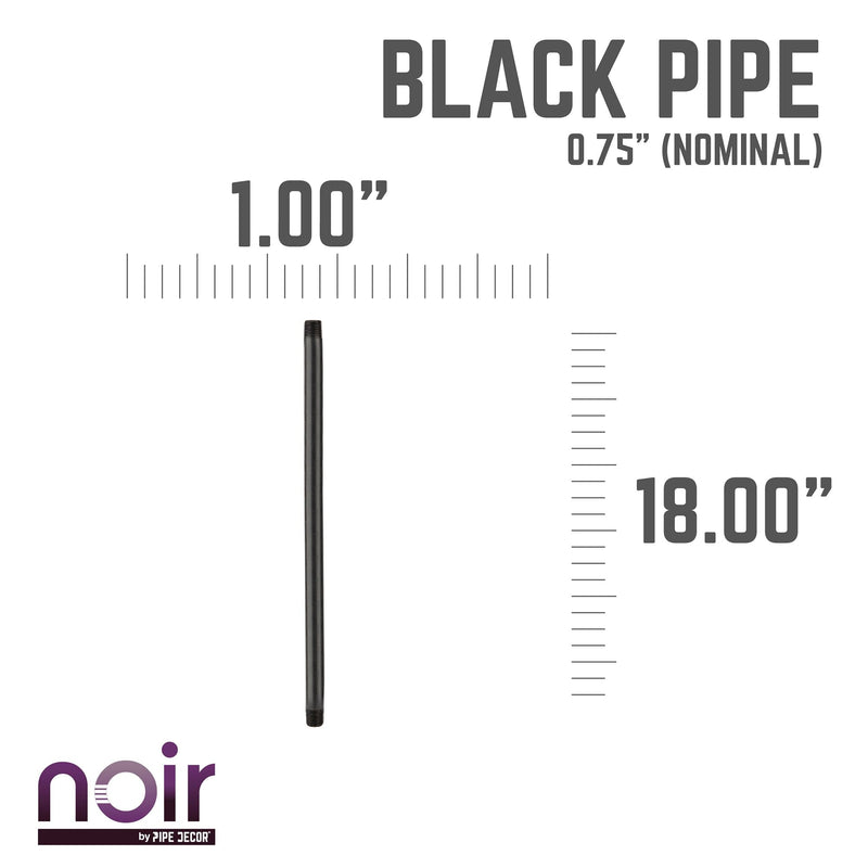 3/4 in. x 18 in. Prefinished Matte Black Pipe