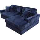 Modern Corduroy Blue Corner sofa Sleeper Sofa Couch With Comfy Deep Seat& 6 Pillows