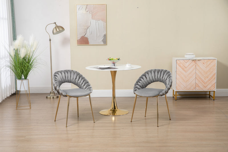 Accent Chairs Set of 2, Velvet Side Chairs with Gold Legs, Mid-Century Upholstered Dining Chairs for Living Room, Kitchen, Bedroom, Beauty Room