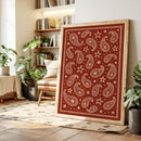 Vintage Red Bandana Star Paisley Print