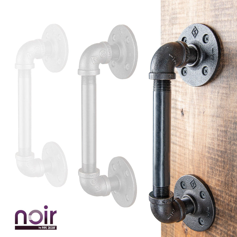 1/2 in. x 6 in. Noir Black Barn Door Handle - 10.5 in. L