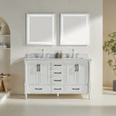 Freestanding Double Bathroom Vanity With Extra Black Handles - White by HouseOfZazla