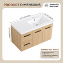 Wall Mounted Floating Bathroom Vanity With Sink, Door & Drawers Modular Cabinet
