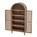 Tall Kitchen Pantry Cabinet With Hollow Carved Doors Adjustable Shelves Versatile Storage Cabinet For Kitchen - Walnut by HouseOfZazla