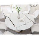 Fashion Modern Sintered Stone Dining Table With Multi Functional Retractable Design - White by HouseOfZazla