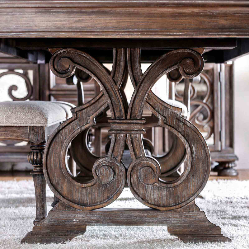 Dining Table With Expandable Leaf And Trestle Base Dining Room - Natural / Rustic, photo 4 of 7