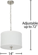 14"W Light Pendant Brushed Nickel Finish with Oatmeal Linen Shade