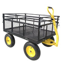 Steel Garden Cart, Heavy Duty 1400 Lbs Capacity, With Removable Mesh Sides To Convert Into Flatbed, Utility Metal Wagon With 2-In-1 Handle And 16 In Tires, Perfect For Garden, Farm, Yard - Black by HouseOfZazla