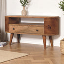 Modern Mini Rounded Entertainment Unit - Oak by Unique Piece Furniture