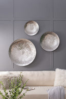 Textured Oversized Disc, Wall Decor For Living Room (Set of 3) - Silver by Unique Piece Furniture