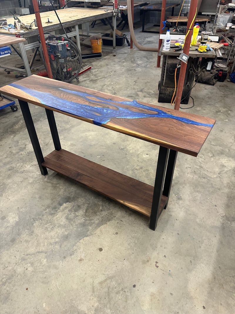 Walnut river console/sofa table