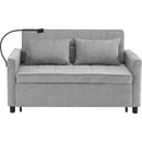 56.9' Loveseat Sofa Pull-out Sofa Bed Sleeper Sofa with a Reversible Backrest Cushion, Side Pockets, Two USB Ports and a Phone Holder for Living Room, Grey