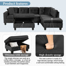 Modern Sectional Sofa With Storage Ottoman, L - Shape Couch With 2 Pillows And Cup Holders by Unique Piece Furniture
