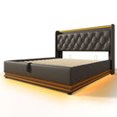 Upholstered Bed, 360 Surround LED Function, Remote Control, Hydraulic Storage Bed With USB, Type-C Charging (Without Mattress) by HouseOfZazla