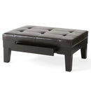 Chatham Ottoman With Drawer Leather Storage Solution - Dark Coffee by HouseOfZazla