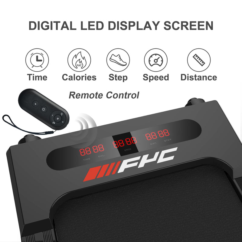 2 in 1 Under Desk Treadmill - 2.5 HP Folding Treadmill for Home, Installation-Free Foldable Treadmill Compact Electric Running Machine, Remote Control & LED Display Walking Running Jogging, Red